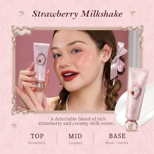 Flower Knows Strawberry Cupid Collection Scented Hand Cream - Moisturizing & Nourishing Butter Hand Lotion with Sweet Fragrance, Natural Ingredients, Travel Size 1.76 oz (Strawberry Milk Shake) Avelisse