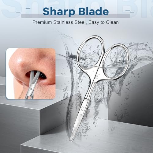 Hdama Nose Hair Scissors – Stainless Steel Small Safety Blunt Tip Scissors for Men Women Grooming Facial, Ear, Eyebrow, Mustache & Beard - görsel 8