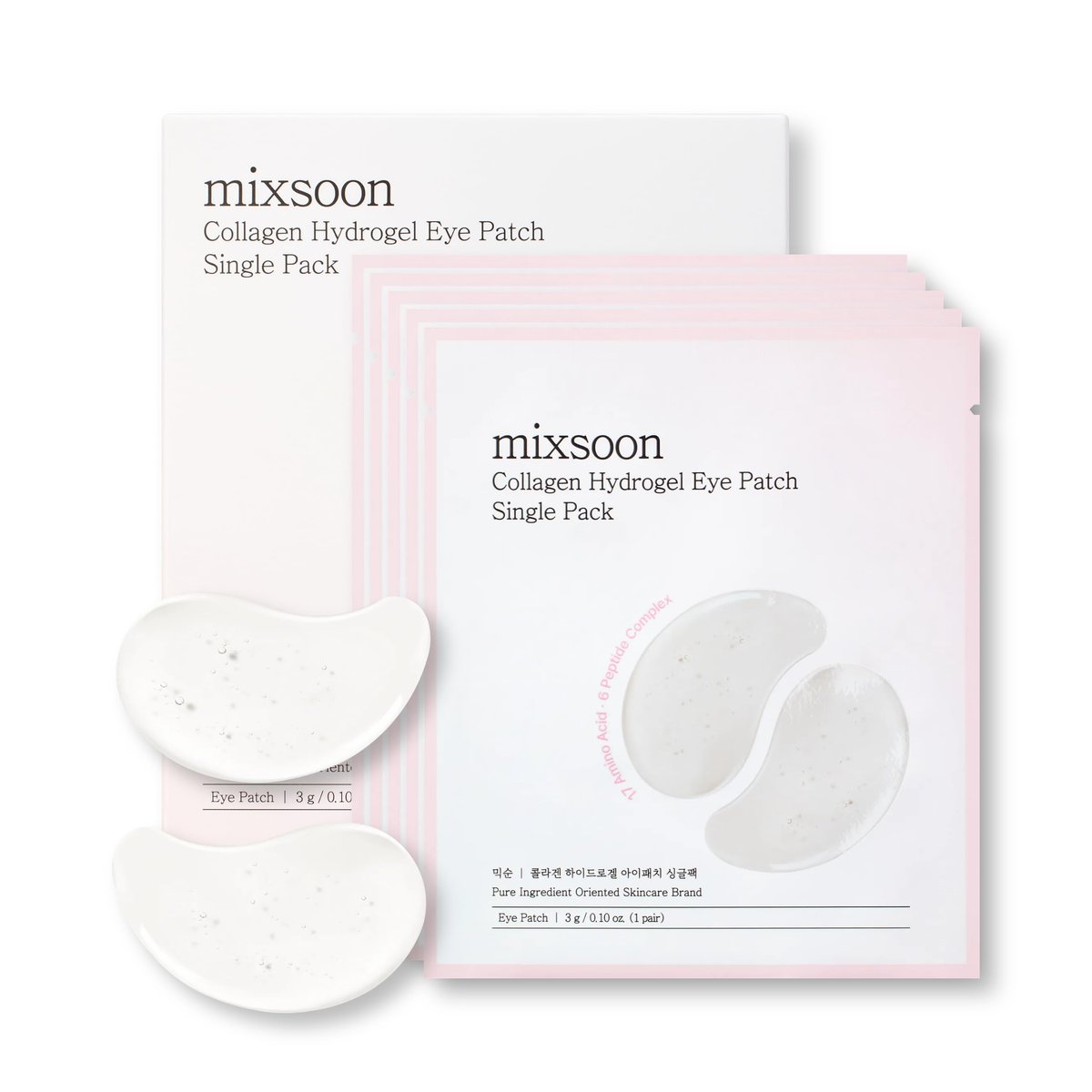 mixsoon Collagen Hydrogel Eye Patches - Travel Size Hydrating Gel Eye Mask with Collagen, Peptides & Amino Acids for Under Eye Skin Care (3g x 5 Pairs) Avelisse