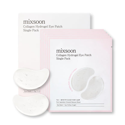 mixsoon Collagen Hydrogel Eye Patches - Travel Size Hydrating Gel Eye Mask with Collagen, Peptides & Amino Acids for Under Eye Skin Care (3g x 5 Pairs) Avelisse