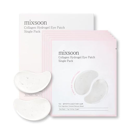 mixsoon Collagen Hydrogel Eye Patches - Travel Size Hydrating Gel Eye Mask with Collagen, Peptides & Amino Acids for Under Eye Skin Care (3g x 5 Pairs) Avelisse