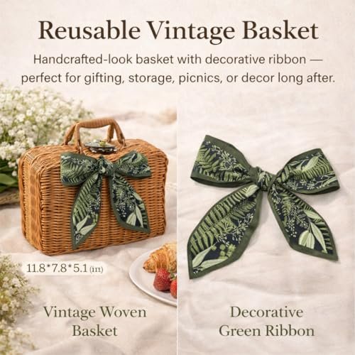14-Piece Vintage Self-Care Gift Basket for Women | Relaxing Spa Care Package with Blanket & Glass Tumbler | Birthday Gift for Mom, Wife, Sister, Best Friend Avelisse