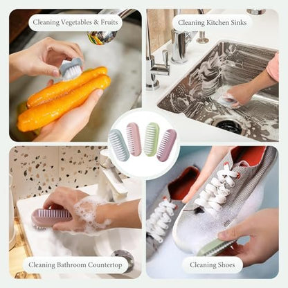 Larbois 4-Pack Two-Sided Nail Brush for Deep Cleaning Fingernails and Toes, Heavy Duty Hand Nail Scrubber for Men and Women