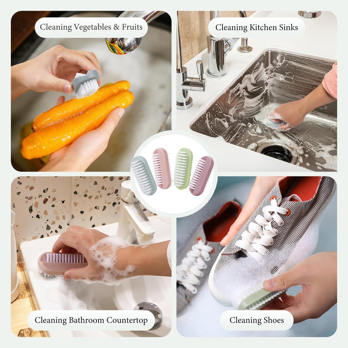Larbois 4-Pack Two-Sided Nail Brush for Deep Cleaning Fingernails and Toes, Heavy Duty Hand Nail Scrubber for Men and Women - görsel 10