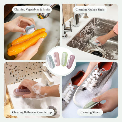 Larbois 4-Pack Two-Sided Nail Brush for Deep Cleaning Fingernails and Toes, Heavy Duty Hand Nail Scrubber for Men and Women