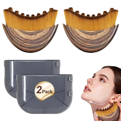 Lymphatic Drainage Massager Face Brush 2 Pack - Sculpt Jawline, Reduce Puffiness, Improve Skin Glow & Absorption