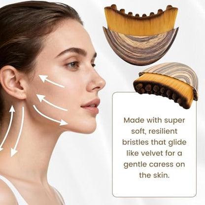 Lymphatic Drainage Massager Face Brush 2 Pack - Sculpt Jawline, Reduce Puffiness, Improve Skin Glow & Absorption