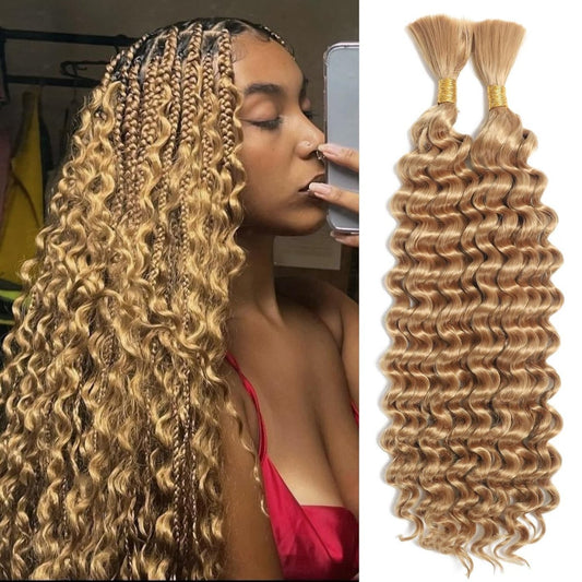 27 Braiding Hair Synthetic Deep Wave Bulk Hair for Braiding, 18 Inch Wet and Wavy Braiding Hair 3 Pcs Boho Hair for Braiding Curly Bohemian Hair Extensions