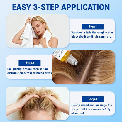 YUFUY Hair Growth Serum Roll On – 3% Batana & Castor Oil, 2% Biotin & Niacinamide, 3% Rosemary Oil for Thinning Hair – No-Rinse, Fast-Absorbing Scalp Serum for Men & Women – 1.0 Fl Oz (30 ml)