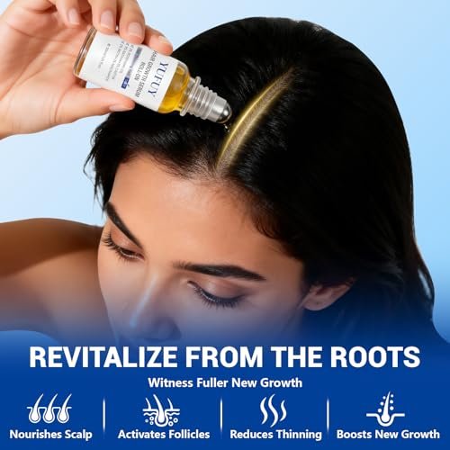 YUFUY Hair Growth Serum Roll On – 3% Batana & Castor Oil, 2% Biotin & Niacinamide, 3% Rosemary Oil for Thinning Hair – No-Rinse, Fast-Absorbing Scalp Serum for Men & Women – 1.0 Fl Oz (30 ml) - görsel 8