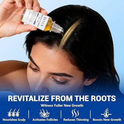 YUFUY Hair Growth Serum Roll On – 3% Batana & Castor Oil, 2% Biotin & Niacinamide, 3% Rosemary Oil for Thinning Hair – No-Rinse, Fast-Absorbing Scalp Serum for Men & Women – 1.0 Fl Oz (30 ml)