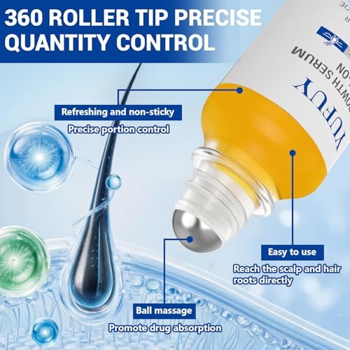 YUFUY Hair Growth Serum Roll On – 3% Batana & Castor Oil, 2% Biotin & Niacinamide, 3% Rosemary Oil for Thinning Hair – No-Rinse, Fast-Absorbing Scalp Serum for Men & Women – 1.0 Fl Oz (30 ml) - görsel 10