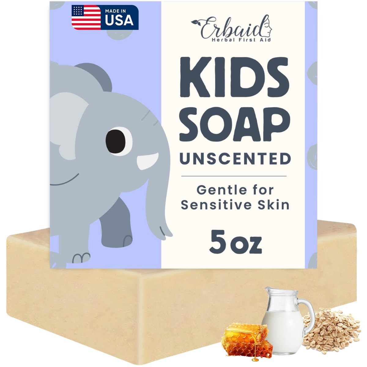 Natural Unscented Goat Milk Baby Soap Bar for Sensitive Skin – Gentle Wash & Bath Soap for Eczema, Dry, Itchy Skin Relief – Soothing Oatmeal & Honey – Made in USA - görsel 1