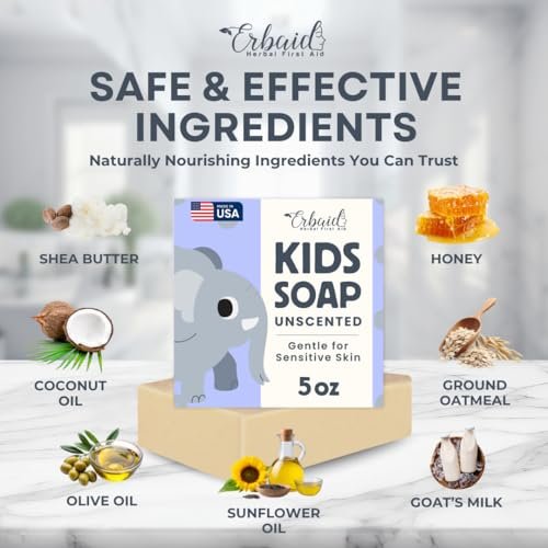 Natural Unscented Goat Milk Baby Soap Bar for Sensitive Skin – Gentle Wash & Bath Soap for Eczema, Dry, Itchy Skin Relief – Soothing Oatmeal & Honey – Made in USA - görsel 14