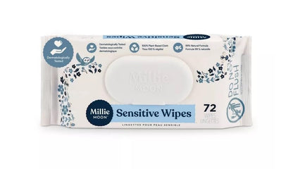 Millie Moon Sensitive Wipes, 216 Count (3 Packs of 72) - Gentle & Hypoallergenic Baby Wipes Avelisse