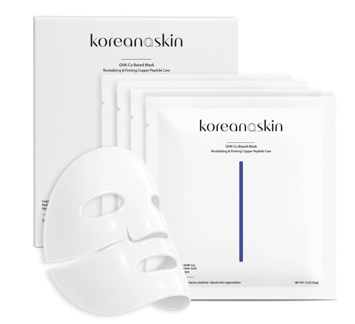 Koreana Skin GHK-Cu Copper Peptide Hydrogel Face Mask – Anti-Aging Collagen Booster for Skin Repair, Firming, Fades Acne Scars & Redness (4 Count) Avelisse