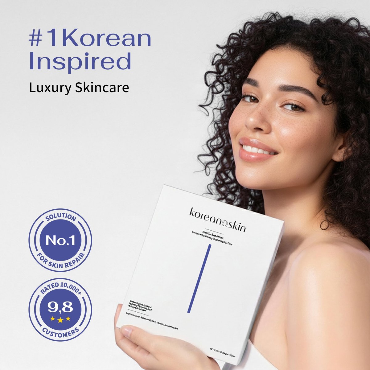 Koreana Skin GHK-Cu Copper Peptide Hydrogel Face Mask – Anti-Aging Collagen Booster for Skin Repair, Firming, Fades Acne Scars & Redness (4 Count) Avelisse