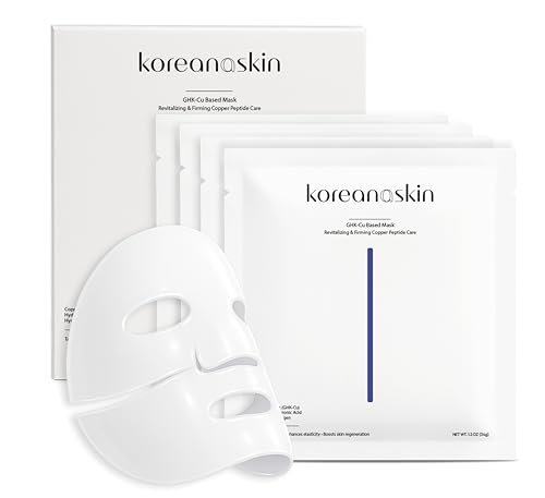 Koreana Skin GHK-Cu Copper Peptide Hydrogel Face Mask – Anti-Aging Collagen Booster for Skin Repair, Firming, Fades Acne Scars & Redness (4 Count) Avelisse