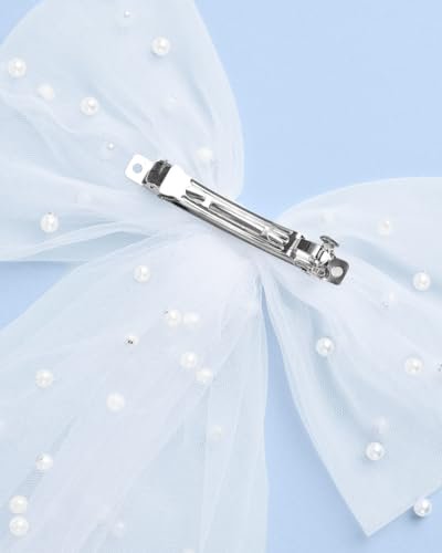 xo, Fetti Bride To Be Pearl Hair Bow Veil - White Tulle Wedding Hair Accessory for Bachelorette & Bridal Shower Avelisse