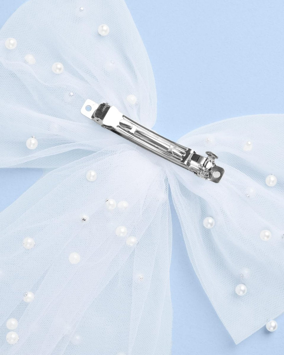 xo, Fetti Bride To Be Pearl Hair Bow Veil - White Tulle Wedding Hair Accessory for Bachelorette & Bridal Shower Avelisse