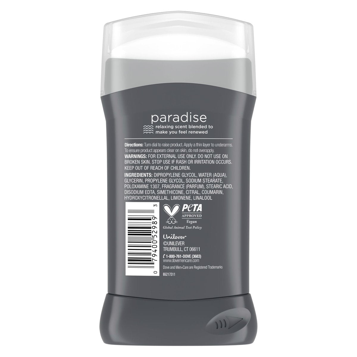DOVE MEN + CARE Aluminum-Free Deodorant Stick, Paradise Mood Boosting Scent, 72h Odor Protection, 3 oz - görsel 3