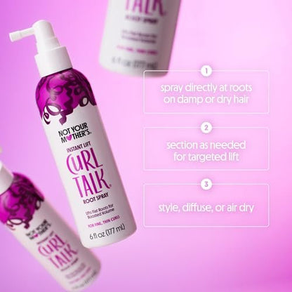 Not Your Mother's Curl Talk Instant Lift Root Hair Spray and Strengthening Volume Foam (2-Pack) - Biotin, Peptides & Rice Protein for Curly Hair Avelisse