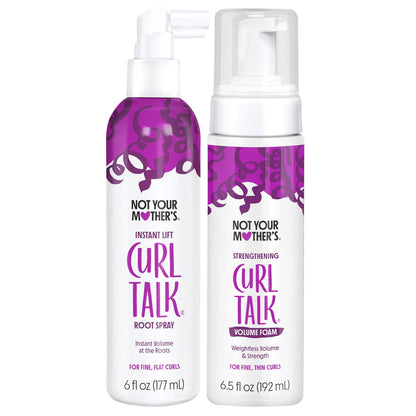 Not Your Mother's Curl Talk Instant Lift Root Hair Spray and Strengthening Volume Foam (2-Pack) - Biotin, Peptides & Rice Protein for Curly Hair Avelisse
