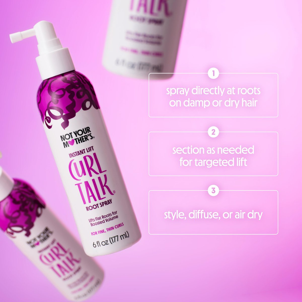 Not Your Mother's Curl Talk Instant Lift Root Hair Spray and Strengthening Volume Foam (2-Pack) - Biotin, Peptides & Rice Protein for Curly Hair Avelisse
