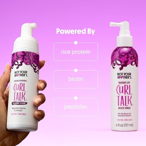 Not Your Mother's Curl Talk Instant Lift Root Hair Spray and Strengthening Volume Foam (2-Pack) - Biotin, Peptides & Rice Protein for Curly Hair Avelisse