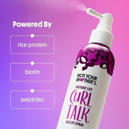 Not Your Mother's Curl Talk Instant Lift Root Hair Spray and Strengthening Volume Foam (2-Pack) - Biotin, Peptides & Rice Protein for Curly Hair Avelisse