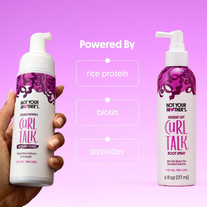 Not Your Mother's Curl Talk Instant Lift Root Hair Spray and Strengthening Volume Foam (2-Pack) - Biotin, Peptides & Rice Protein for Curly Hair Avelisse