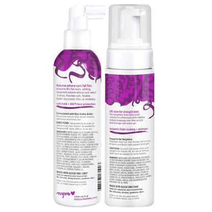 Not Your Mother's Curl Talk Instant Lift Root Hair Spray and Strengthening Volume Foam (2-Pack) - Biotin, Peptides & Rice Protein for Curly Hair Avelisse