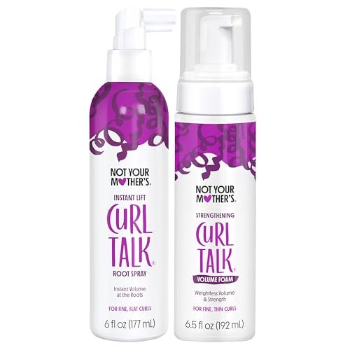 Not Your Mother's Curl Talk Instant Lift Root Hair Spray and Strengthening Volume Foam (2-Pack) - Biotin, Peptides & Rice Protein for Curly Hair Avelisse