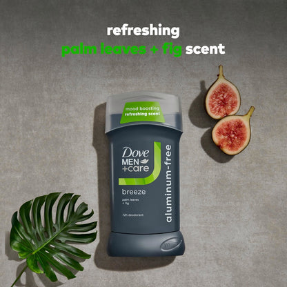 DOVE MEN + CARE Aluminum-Free Deodorant Stick, Breeze Mood Boosting Scent, 72h Odor Protection, 3 oz