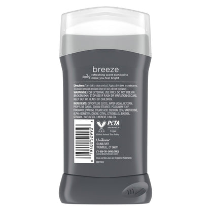 DOVE MEN + CARE Aluminum-Free Deodorant Stick, Breeze Mood Boosting Scent, 72h Odor Protection, 3 oz