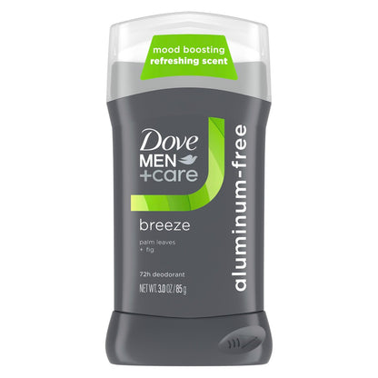 DOVE MEN + CARE Aluminum-Free Deodorant Stick, Breeze Mood Boosting Scent, 72h Odor Protection, 3 oz