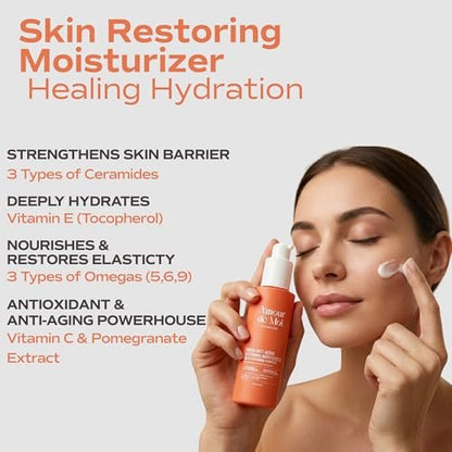 ADM Omega Multi-Ceramide Face Moisturizer – Lightweight Hydrating Barrier Repair Cream with Omegas 5-6-9, Pomegranate & Vitamin E for Sensitive Skin, 1.7 oz Avelisse