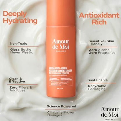 ADM Omega Multi-Ceramide Face Moisturizer – Lightweight Hydrating Barrier Repair Cream with Omegas 5-6-9, Pomegranate & Vitamin E for Sensitive Skin, 1.7 oz Avelisse