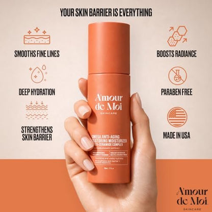 ADM Omega Multi-Ceramide Face Moisturizer – Lightweight Hydrating Barrier Repair Cream with Omegas 5-6-9, Pomegranate & Vitamin E for Sensitive Skin, 1.7 oz Avelisse