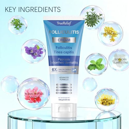 OUHENGTEK Folliculitis Cream - Soothes & Helps Clear Bumps on Scalp, Face, Body & Butt - for Ingrown Hairs, Razor Bumps & Acne - 120g