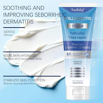 OUHENGTEK Folliculitis Cream - Soothes & Helps Clear Bumps on Scalp, Face, Body & Butt - for Ingrown Hairs, Razor Bumps & Acne - 120g