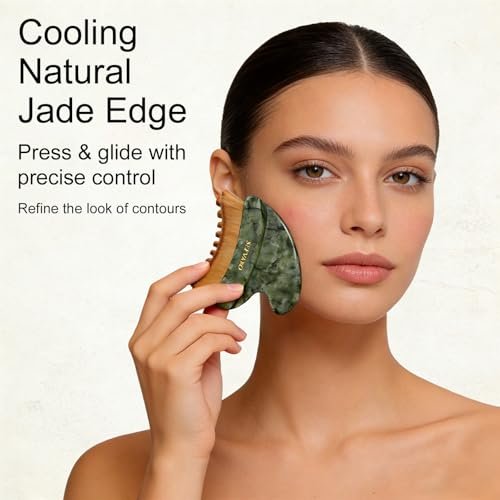 SEFVAKO Lymphatic Contour Face Brush – Dual-Ended Dry Brush with Cool-Touch Jade Gua Sha Edge, Ultra-Soft 0.075mm Bristles for Lymphatic Drainage, Sculpting & Relaxation - görsel 8