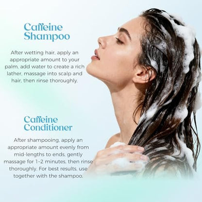 Veletine Caffeine Shampoo and Conditioner Set - Luminous Microbead, Thickening & Volume Boosting for Thinning and Fine Hair, Hydrating and Nourishing, 21.1 Fl Oz