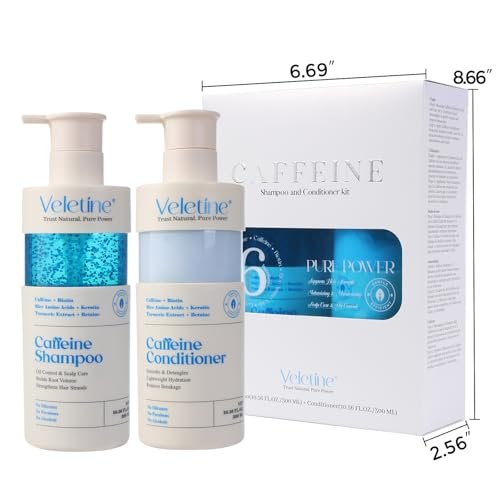 Veletine Caffeine Shampoo and Conditioner Set - Luminous Microbead, Thickening & Volume Boosting for Thinning and Fine Hair, Hydrating and Nourishing, 21.1 Fl Oz - görsel 18
