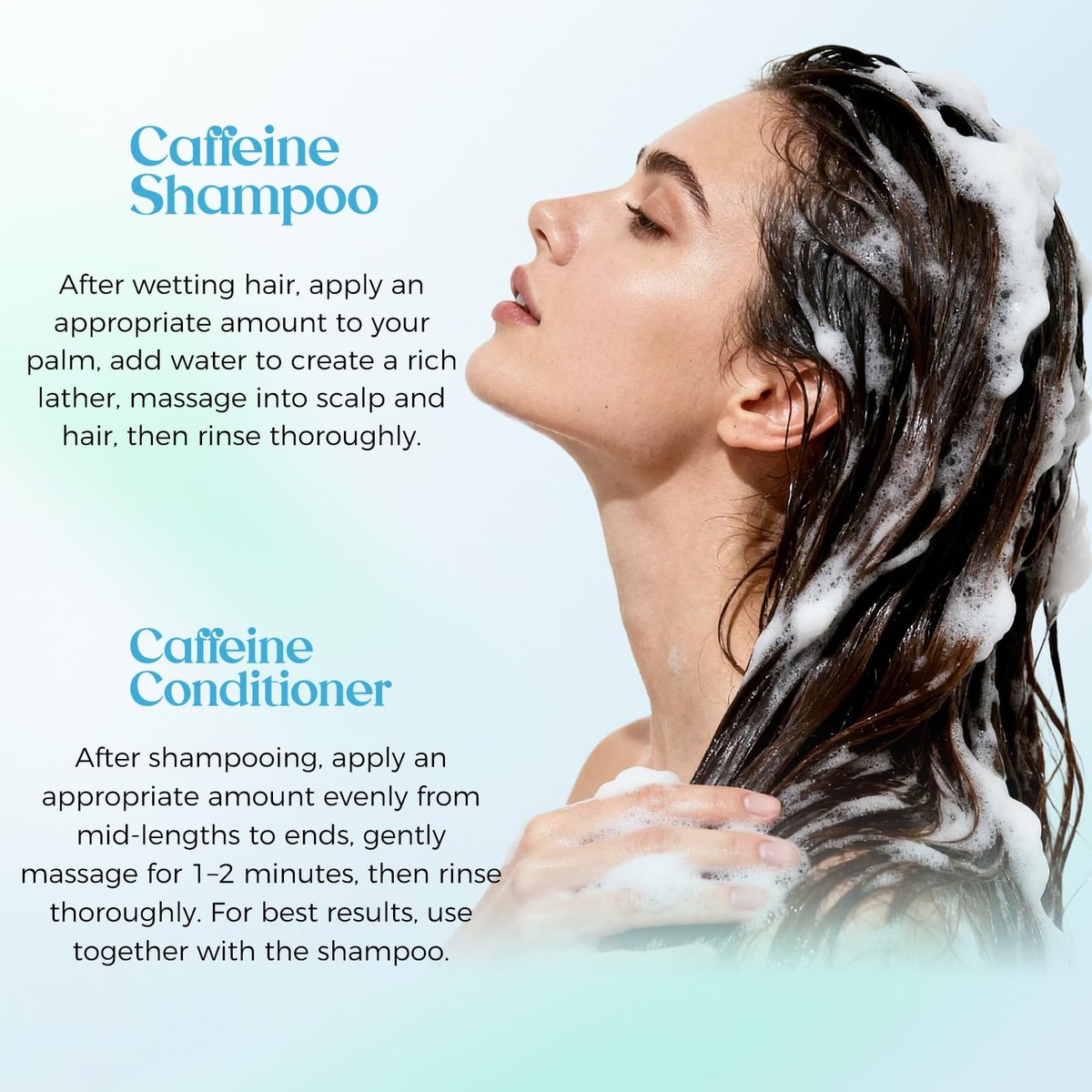 Veletine Caffeine Shampoo and Conditioner Set - Luminous Microbead, Thickening & Volume Boosting for Thinning and Fine Hair, Hydrating and Nourishing, 21.1 Fl Oz - görsel 3