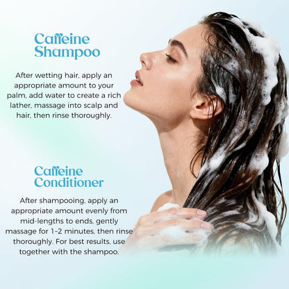 Veletine Caffeine Shampoo and Conditioner Set - Luminous Microbead, Thickening & Volume Boosting for Thinning and Fine Hair, Hydrating and Nourishing, 21.1 Fl Oz