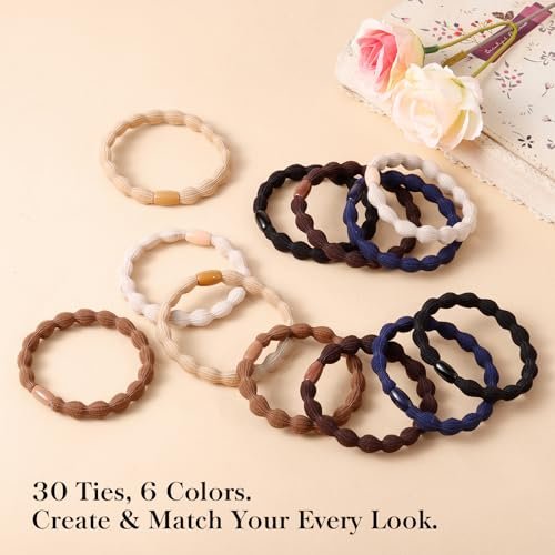 CZZXI 30Ct Hair Ties & Ponytail Holders for Thick Hair, 8mm Wide Gentle Elastics, 3X Stronger with All-Day Comfort, Hair Accessories for Women & Men Avelisse