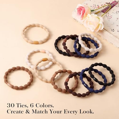 CZZXI 30Ct Hair Ties & Ponytail Holders for Thick Hair, 8mm Wide Gentle Elastics, 3X Stronger with All-Day Comfort, Hair Accessories for Women & Men Avelisse