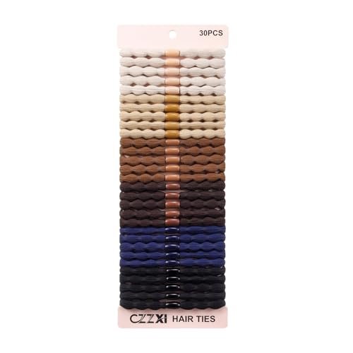CZZXI 30Ct Hair Ties & Ponytail Holders for Thick Hair, 8mm Wide Gentle Elastics, 3X Stronger with All-Day Comfort, Hair Accessories for Women & Men Avelisse