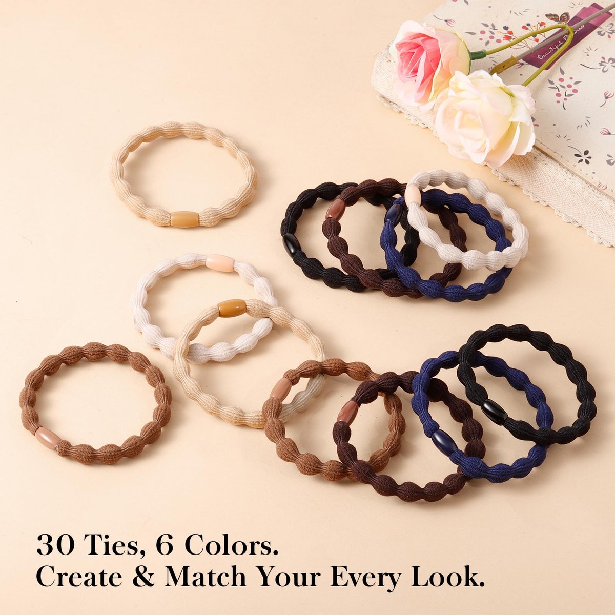 CZZXI 30Ct Hair Ties & Ponytail Holders for Thick Hair, 8mm Wide Gentle Elastics, 3X Stronger with All-Day Comfort, Hair Accessories for Women & Men Avelisse